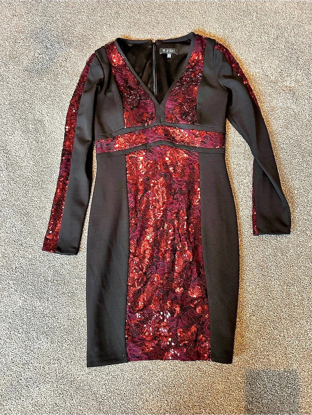 Guess Sequin Mini Dress in Black & Red Like New size 8